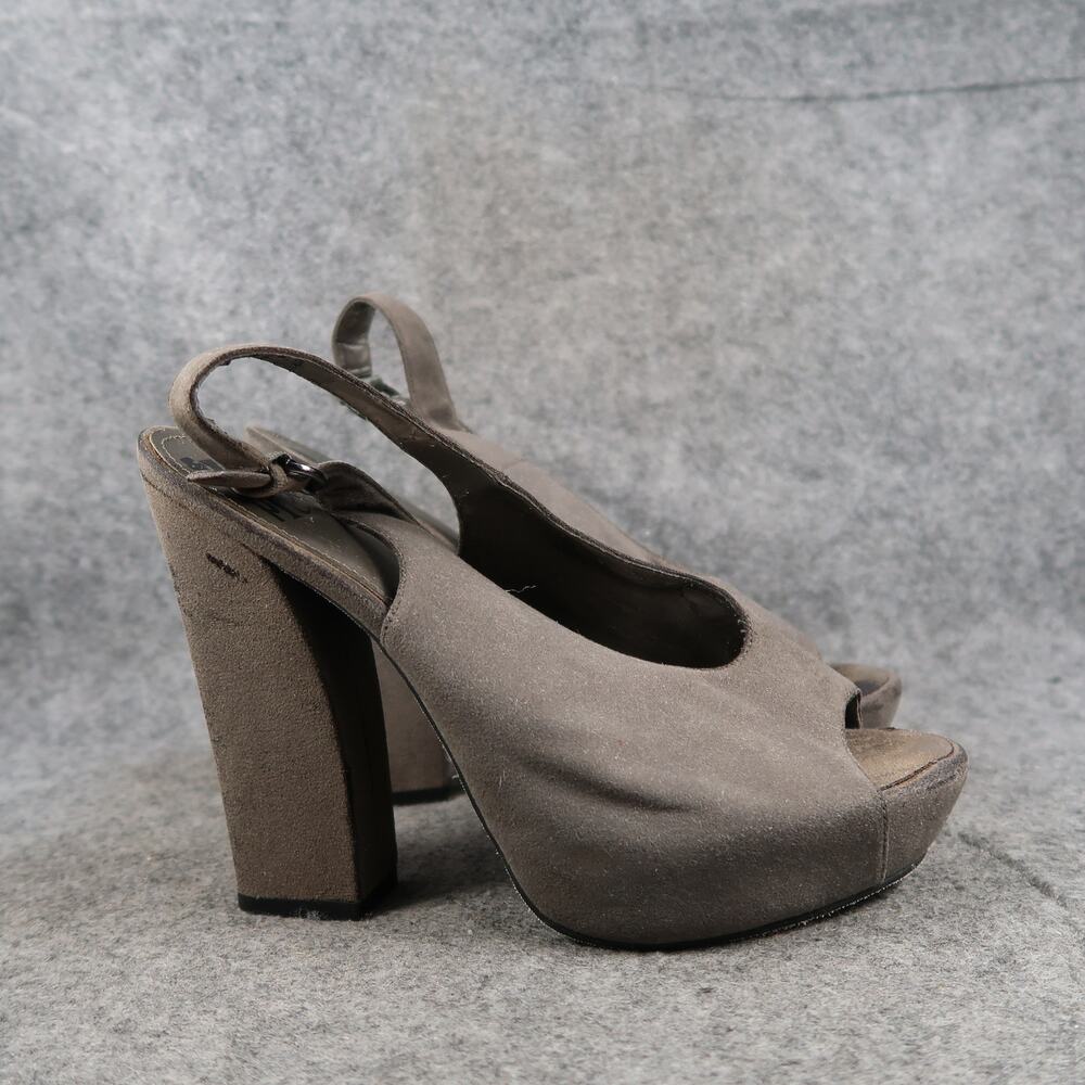 Free Press Shoes Womens 8 Pumps Platform Slingback Open Toe Chunky Heel Grey Y2k